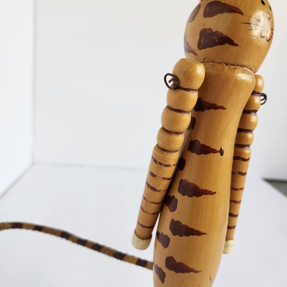 Vintage Folk Art Cat Angel Wood Moving Arms 9.5" Hand-crafted Cat Lady Decor - Picture 4 of 9